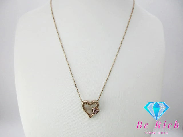 フォリフォリ Folli Follie SV925 ライン ストーン 付 ハート モチーフ ネックレス ペンダント ピンク ゴールド ジュエリー アクセサリー 【中古】【送料無料】 ba2778
