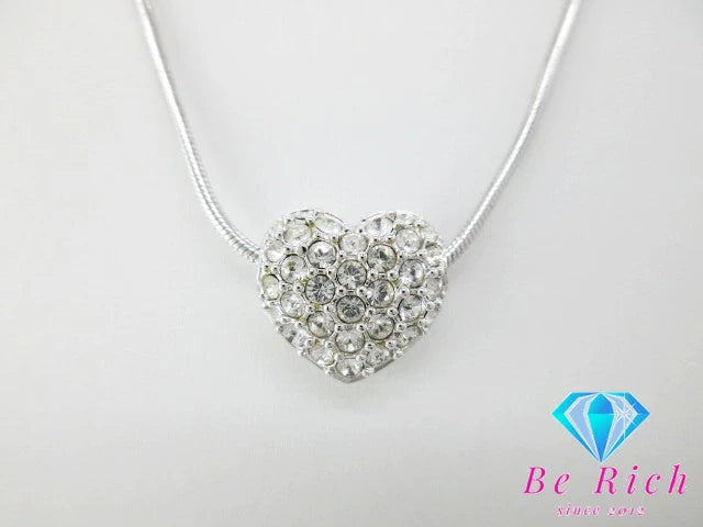 スワロフスキー パヴェ ハート モチーフ ネックレス クリスタル シルバー メッキ ペンダント SWAROVSKI 【中古】【送料無料】 ba2789