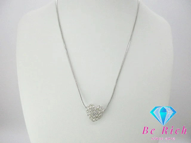 スワロフスキー パヴェ ハート モチーフ ネックレス クリスタル シルバー メッキ ペンダント SWAROVSKI 【中古】【送料無料】 ba2789