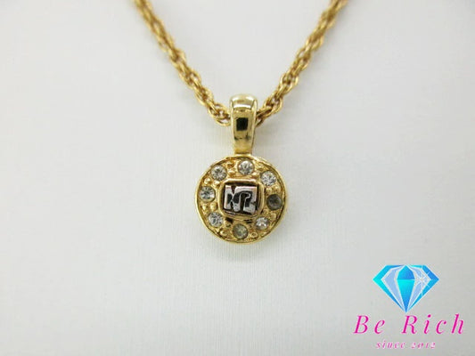 ニナリッチ NINA RICCI ラインストーン 付 NR ロゴ ネックレス ペンダント メッキ ジュエリー アクセサリー 【中古】【送料無料】 ba2903