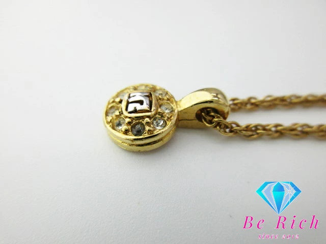 ニナリッチ NINA RICCI ラインストーン 付 NR ロゴ ネックレス ペンダント メッキ ジュエリー アクセサリー 【中古】【送料無料】 ba2903