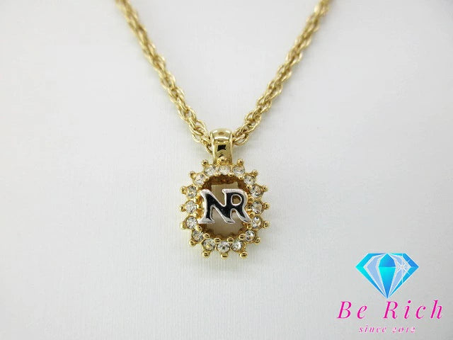 ニナリッチ NINA RICCI ラインストーン 付 NR ロゴ ネックレス ペンダント メッキ シルバー ゴールド ジュエリー アクセサリー 【中古】【送料無料】 ba2946