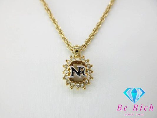 ニナリッチ NINA RICCI ラインストーン 付 NR ロゴ ネックレス ペンダント メッキ シルバー ゴールド ジュエリー アクセサリー 【中古】【送料無料】 ba2946