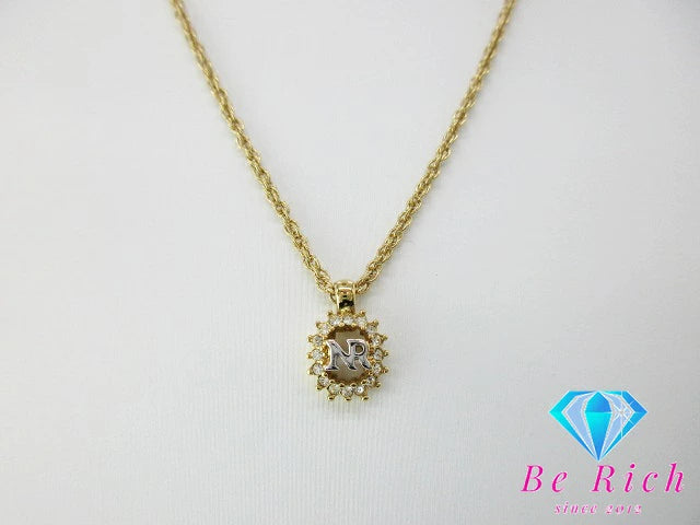 ニナリッチ NINA RICCI ラインストーン 付 NR ロゴ ネックレス ペンダント メッキ シルバー ゴールド ジュエリー アクセサリー 【中古】【送料無料】 ba2946