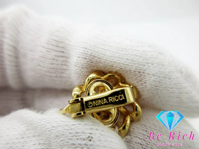 ニナリッチ ロゴ サークル モチーフ デザイン イヤリング ゴールド シルバー GP メッキ アクセサリー NINA RICCI ジュエリー【中古】【送料無料】 ba2982