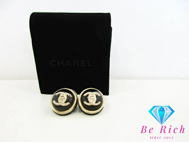 シャネル CHANEL ココマーク ロゴ モチーフ スタッド ピアス  ブラック シルバー CC ジュエリー アクセサリー 【中古】【送料無料】 ba3037