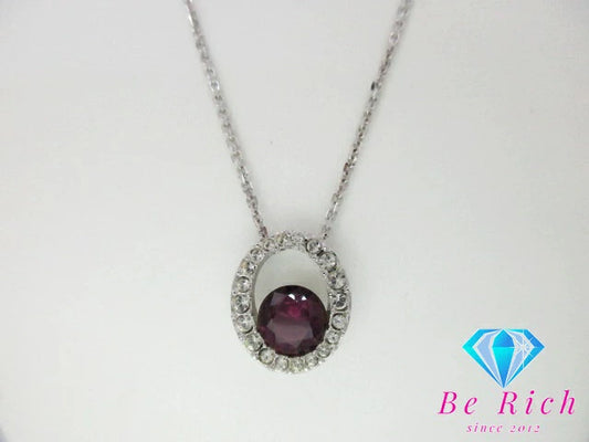 スワロフスキー SWAROVSKI 紫 パープル ストーン 付 ネックレス ペンダント クリスタル ジュエリー アクセサリー 【中古】【送料無料】 ba3056