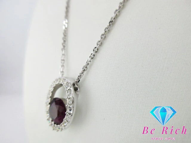 スワロフスキー SWAROVSKI 紫 パープル ストーン 付 ネックレス ペンダント クリスタル ジュエリー アクセサリー 【中古】【送料無料】 ba3056