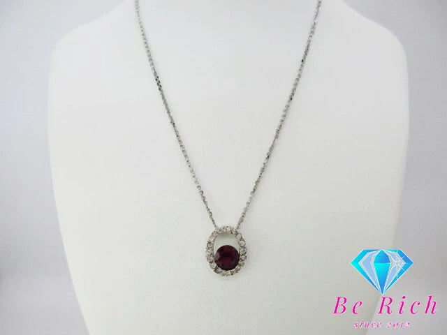 スワロフスキー SWAROVSKI 紫 パープル ストーン 付 ネックレス ペンダント クリスタル ジュエリー アクセサリー 【中古】【送料無料】 ba3056