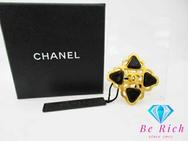 シャネル CHANEL ココ マーク スクエア型 ブローチ 95P ゴールド 黒 ブラック メッキ CC ロゴ ジュエリー アクセサリー 【中古】【送料無料】 ba3062