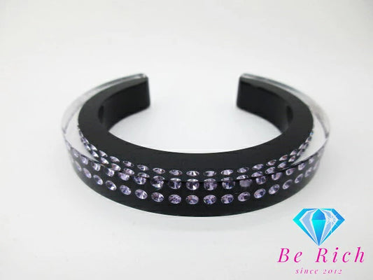 スワロフスキー SWAROVSKI クリスタル 付 バングル ブレスレット ブラック Mサイズ プラスチック アクセサリー ジュエリー 小物  【中古】【送料無料】ba3075