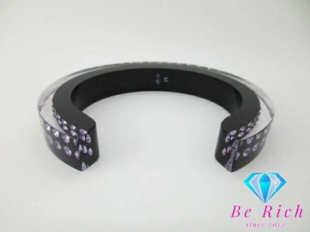 スワロフスキー SWAROVSKI クリスタル 付 バングル ブレスレット ブラック Mサイズ プラスチック アクセサリー ジュエリー 小物  【中古】【送料無料】ba3075