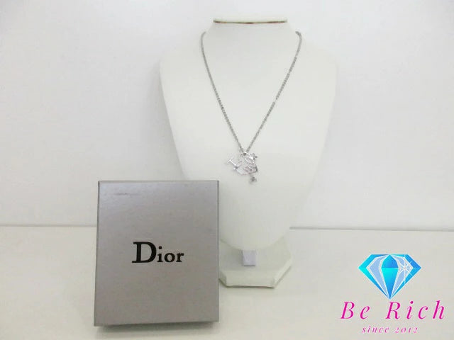 クリスチャン ディオール Christian Dior アイラブ ディオール ハート モチーフ ネックレス ペンダント シルバー メッキ ロゴ ジュエリー アクセサリー 【中古】【送料無料】 ba3092