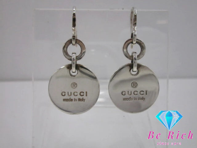 グッチ GUCCI トレードマーク ラウンド プレート フック ピアス 151391 Ag 925 シルバー SV GG ロゴ ジュエリー アクセサリー 【中古】【送料無料】 ba3134