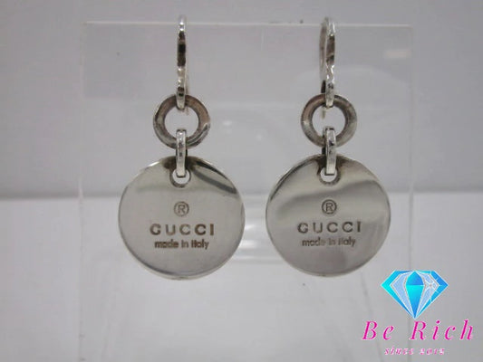 グッチ GUCCI トレードマーク ラウンド プレート フック ピアス 151391 Ag 925 シルバー SV GG ロゴ ジュエリー アクセサリー 【中古】【送料無料】 ba3134