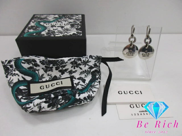 グッチ GUCCI トレードマーク ラウンド プレート フック ピアス 151391 Ag 925 シルバー SV GG ロゴ ジュエリー アクセサリー 【中古】【送料無料】 ba3134
