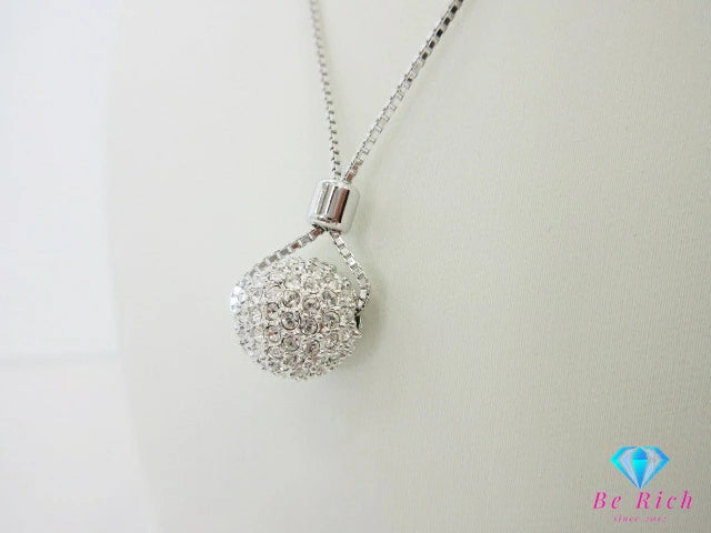 スワロフスキー SWAROVSKI クリスタル パヴェ ミラーボール モチーフ ネックレス ペンダント クリスタル シルバー ジュエリー アクセサリー【中古】【送料無料】 ba3151
