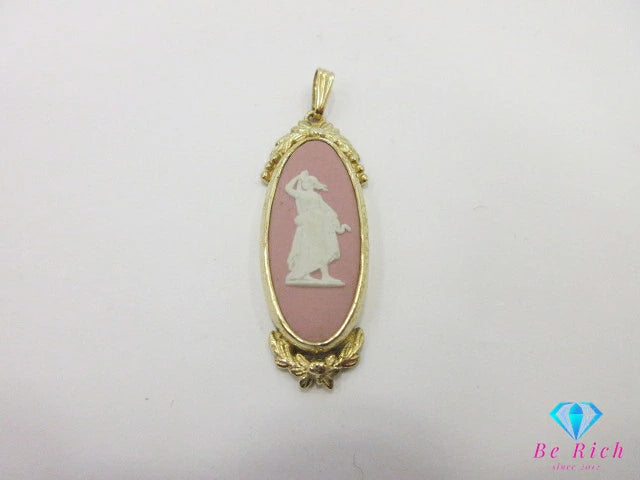 ウェッジウッド WEDG WOOD ジャスパー ネックレス ペンダント トップ ヘッド ゴールド ピンク 陶器 ジュエリー アクセサリー  【中古】【送料無料】 ba3152