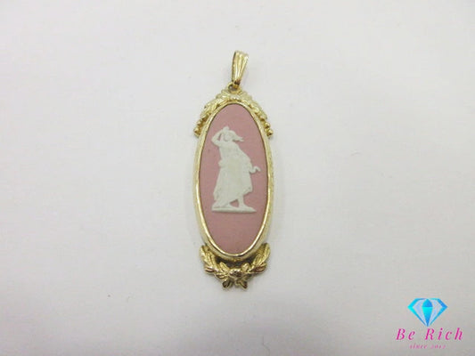 ウェッジウッド WEDG WOOD ジャスパー ネックレス ペンダント トップ ヘッド ゴールド ピンク 陶器 ジュエリー アクセサリー  【中古】【送料無料】 ba3152