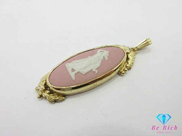 ウェッジウッド WEDG WOOD ジャスパー ネックレス ペンダント トップ ヘッド ゴールド ピンク 陶器 ジュエリー アクセサリー  【中古】【送料無料】 ba3152