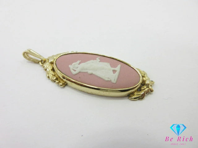 ウェッジウッド WEDG WOOD ジャスパー ネックレス ペンダント トップ ヘッド ゴールド ピンク 陶器 ジュエリー アクセサリー  【中古】【送料無料】 ba3152