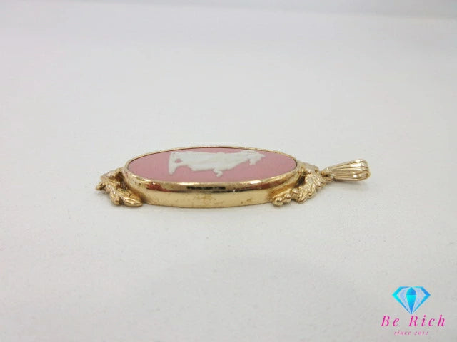 ウェッジウッド WEDG WOOD ジャスパー ネックレス ペンダント トップ ヘッド ゴールド ピンク 陶器 ジュエリー アクセサリー  【中古】【送料無料】 ba3152