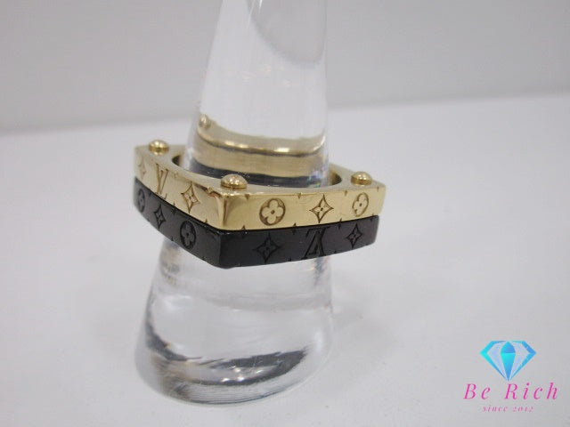 ルイ ヴィトン LOUIS VUITTON リング モノグラム ボールド セット 指輪 L サイズ ゴールド ブラック M00691【中古】【送料無料】 ba3156