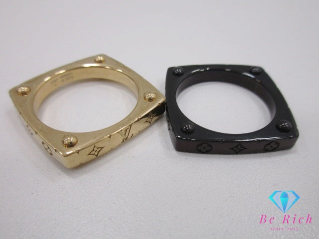 ルイ ヴィトン LOUIS VUITTON リング モノグラム ボールド セット 指輪 L サイズ ゴールド ブラック M00691【中古】【送料無料】 ba3156