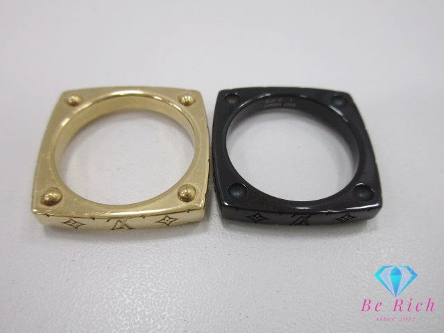 ルイ ヴィトン LOUIS VUITTON リング モノグラム ボールド セット 指輪 L サイズ ゴールド ブラック M00691【中古】【送料無料】 ba3156