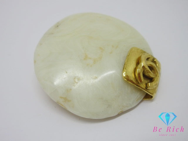 シャネル CHANEL ココ マーク ストーン 付 ブローチ 98P ゴールド アイボリー メッキ CC ロゴ ジュエリー【中古】【送料無料】 ba3186