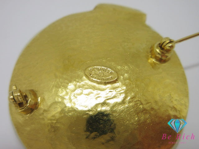 シャネル CHANEL ココ マーク ストーン 付 ブローチ 98P ゴールド アイボリー メッキ CC ロゴ ジュエリー【中古】【送料無料】 ba3186