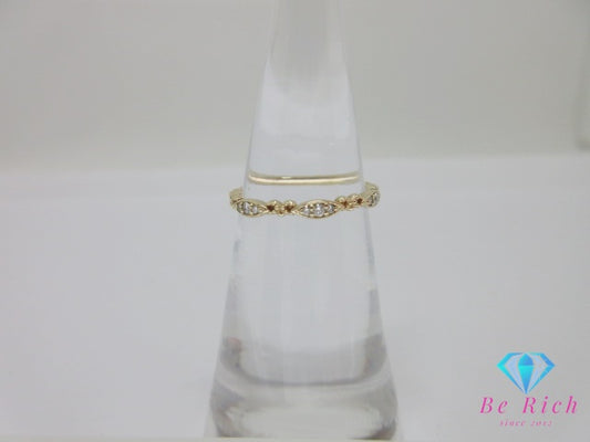 アガット agete K10 PG ダイヤモンド 0.06ct 付 デザイン リング 指輪 7号 10金 イエロー ゴールド アクセサリー【中古】【送料無料】 ba3188