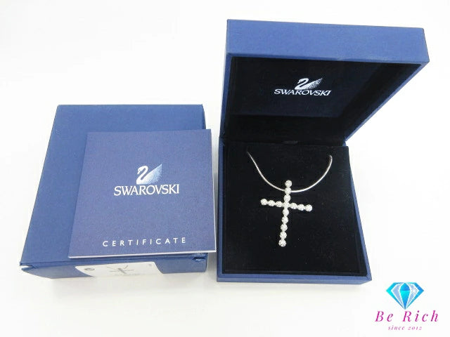 スワロフスキー SWAROVSKI クリスタル 十字架 クロス モチーフ ネックレス ペンダント クリスタル シルバー ジュエリー アクセサリー【中古】【送料無料】 ba3208