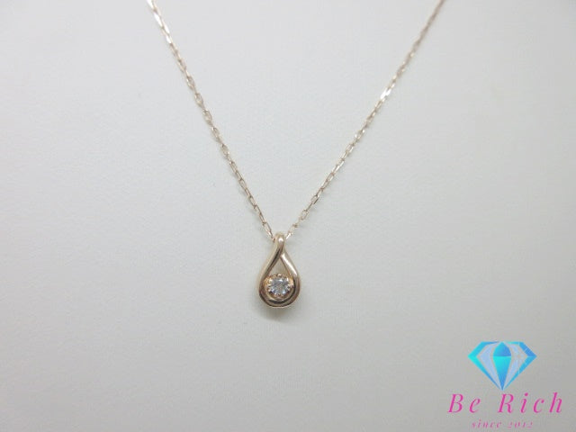 4℃ ヨンドシー K10 PG ダイヤモンド カラーストーン  付 デザイン ネックレス ペンダント ピンク ゴールド 【中古】 ba3234