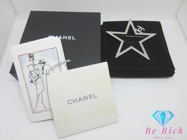 美品 シャネル CHANEL ココ マーク ラインストーン 付 星 スター モチーフ ピン ブローチ B17K シルバー メッキ CC ロゴ ジュエリー アクセサリー 【中古】【送料無料】 ba3248