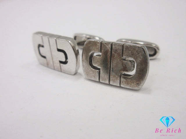 ブルガリ BVLGARI パレンテシ カフス シルバー SILVER 925 ロゴ カフリンクス ビジネス スーツ 小物 【中古】【送料無料】ba3259