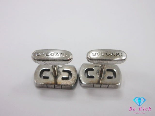 ブルガリ BVLGARI パレンテシ カフス シルバー SILVER 925 ロゴ カフリンクス ビジネス スーツ 小物 【中古】【送料無料】ba3259