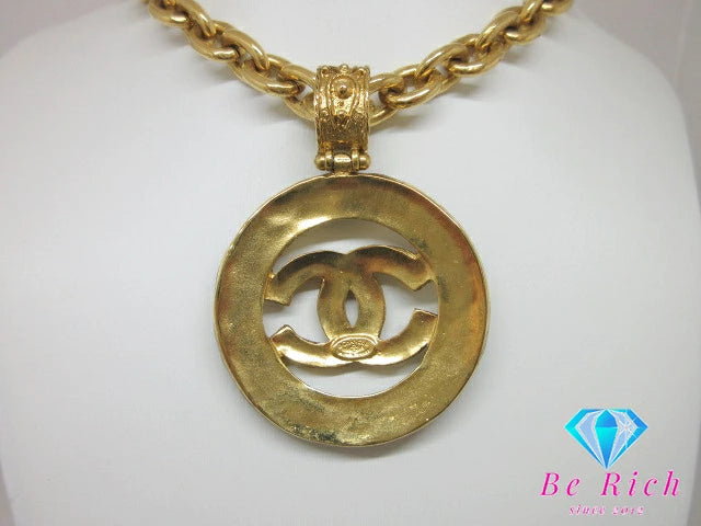 シャネル CHANEL ココマーク グリポア ロング ネックレス ゴールド メッキ カラーストーン C ロゴ ヴィンテージ ジュエリー アクセサリー 小物  【中古】【送料無料】 ba3271
