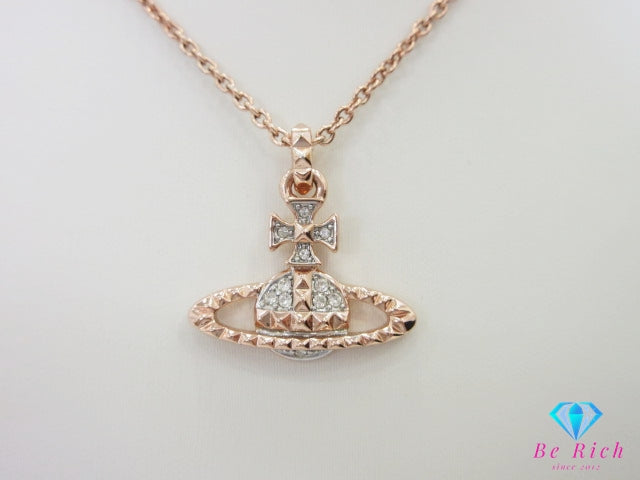 ヴィヴィアン ウエストウッド Vivienne Westwood MAYFAIR BAS RELIEF ネックレス ペンダント ピンクゴールド ロゴ ラインストーン ジュエリー アクセサリー 【中古】【送料無料】 ba3272