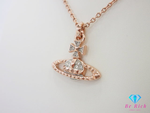 ヴィヴィアン ウエストウッド Vivienne Westwood MAYFAIR BAS RELIEF ネックレス ペンダント ピンクゴールド ロゴ ラインストーン ジュエリー アクセサリー 【中古】【送料無料】 ba3272