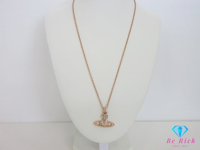 ヴィヴィアン ウエストウッド Vivienne Westwood MAYFAIR BAS RELIEF ネックレス ペンダント ピンクゴールド ロゴ ラインストーン ジュエリー アクセサリー 【中古】【送料無料】 ba3272