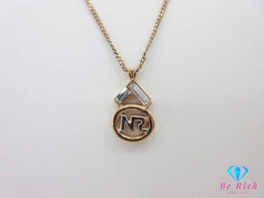 ニナリッチ NINA RICCI ラインストーン 付 NR ロゴ ネックレス ペンダント メッキ シルバー ゴールド ジュエリー アクセサリー 【中古】【送料無料】 ba3273