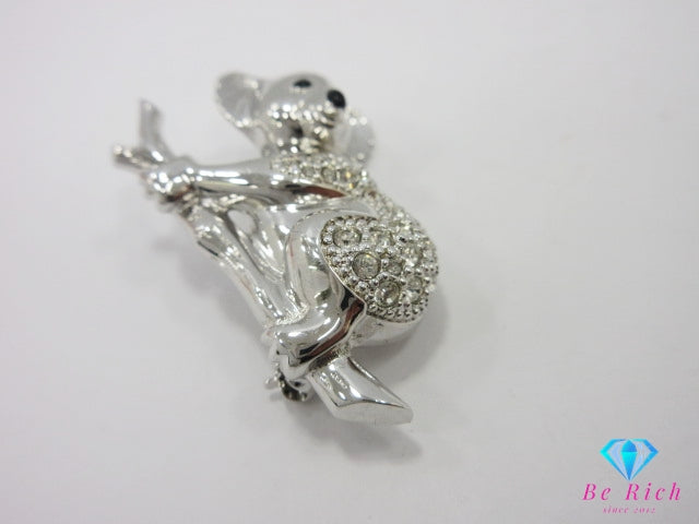 スワロフスキー SWAROVSKI コアラ モチーフ ピン ブローチ クリア シルバー クリスタル ガラス ジュエリー アクセサリー 【中古】【送料無料】 ba3274