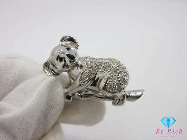 スワロフスキー SWAROVSKI コアラ モチーフ ピン ブローチ クリア シルバー クリスタル ガラス ジュエリー アクセサリー 【中古】【送料無料】 ba3274