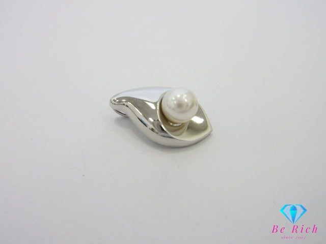 田崎真珠 TASAKI 真珠 パール 6mm 珠 付 デザイン ネックレス ペンダント トップ ヘッド シルバーメッキ 宝石 ジュエリー アクセサリー 【中古】【送料無料】ba3283