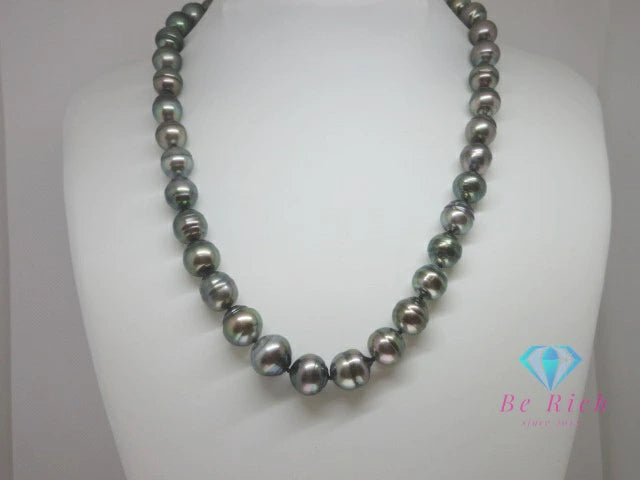田崎真珠 TASAKI 黒蝶 真珠 10 - 13mm 珠 バロック パール ネックレス シルバー SILVER 宝石 ジュエリー アクセサリー パーティ フォーマル 【中古】【送料無料】ba3284