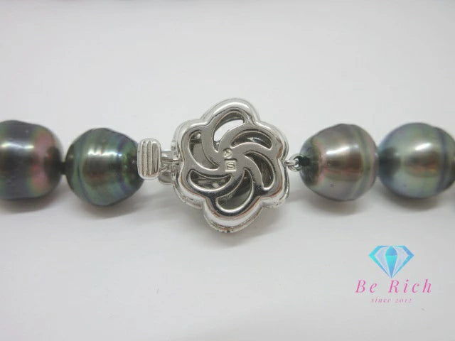 田崎真珠 TASAKI 黒蝶 真珠 10 - 13mm 珠 バロック パール ネックレス シルバー SILVER 宝石 ジュエリー アクセサリー パーティ フォーマル 【中古】【送料無料】ba3284