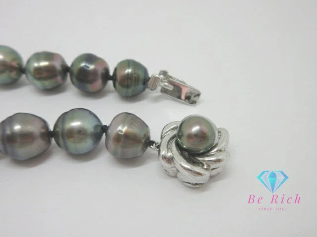 田崎真珠 TASAKI 黒蝶 真珠 10 - 13mm 珠 バロック パール ネックレス シルバー SILVER 宝石 ジュエリー アクセサリー パーティ フォーマル 【中古】【送料無料】ba3284