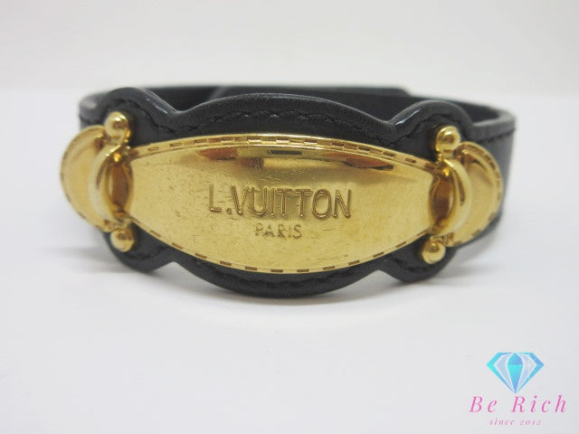 ルイ ヴィトン LOUIS VUITTON ハンドル イット ブレスレット M6021 レザー 金属 黒 ブラック ゴールド 【中古】【送料無料】 ba3294