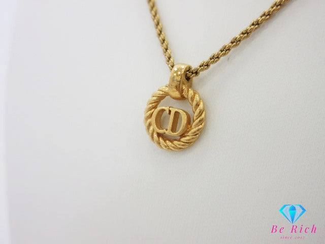 クリスチャン ディオール Christian Dior ロゴ ネックレス ペンダント ゴールド ジュエリー アクセサリー 【中古】【送料無料】 ba3316